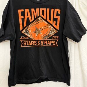 Famous Stars & Straps Graphic Tee Black Orange Y2K Skate Punk 2XL NWOT